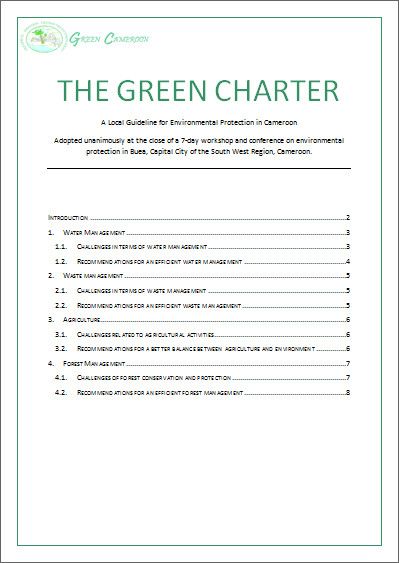 Green Charter 2013 - Green Cameroon